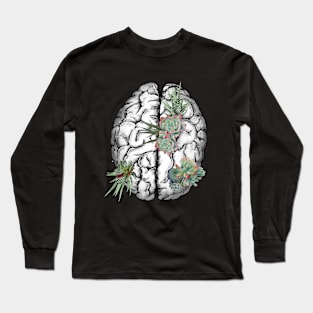 Brain human anatomy,succulents plants, mental Long Sleeve T-Shirt